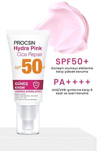 Hydra Pink (RENKLİ) Spf50 Bariyer Güçlendirici Cam Cilt Güneş Kremi Pa ürün fotoğrafı