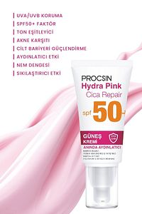 Hydra Pink (RENKLİ) Spf50 Bariyer Güçlendirici Cam Cilt Güneş Kremi Pa ürün fotoğrafı
