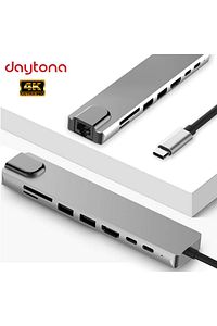Cf04 Macbook Uyumlu Type-c™ To 4k Hdmı Usb 3.0 Ethernet 8ın1 Çevirici Hub Adaptör ürün fotoğrafı