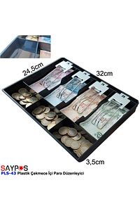 Rampalı Plastik Çekmece Içi Para Düzenleyici 4 Banknot 3 Bozuk Para Gözlü 32 X 24,5 X 3,5cm ürün fotoğrafı