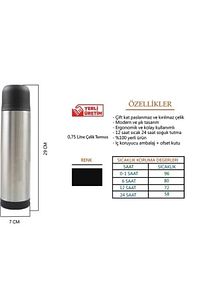 750 Ml Paslanmaz Çelik Kamp Bebek Süt Mama Termosu Siyah ürün fotoğrafı