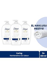 Nemlendirici Sıvı Sabun Caring 1/4 Nemlendirici Krem Etkili 450 ml x3 Adet + El Havlusu Hediye ürün fotoğrafı