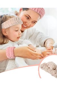 2 Adet Beyaz Renkli Su Emici Havlu Bilek - Yuz Yıkama Kol Bandı Sporcu Spa Bileklik (TAKIM) ürün fotoğrafı