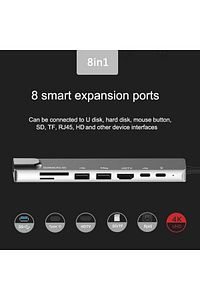 Cf04 Macbook Uyumlu Type-c™ To 4k Hdmı Usb 3.0 Ethernet 8ın1 Çevirici Hub Adaptör ürün fotoğrafı