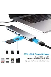 Cf04 Macbook Uyumlu Type-c™ To 4k Hdmı Usb 3.0 Ethernet 8ın1 Çevirici Hub Adaptör ürün fotoğrafı