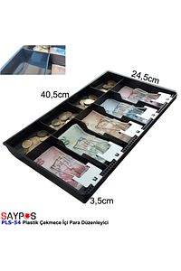 Rampalı Plastik Çekmece Içi Para Düzenleyici 5 Banknot 4 Bozuk Para Gözlü 40,5 X 24,5 X 3,5cm ürün fotoğrafı