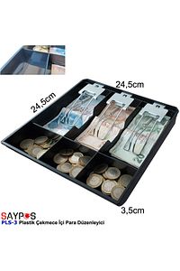 Rampalı Plastik Çekmece Içi Para Düzenleyici 3 Banknot 3 Bozuk Para Gözlü 24,5 X 24,5 X 3,5cm ürün fotoğrafı