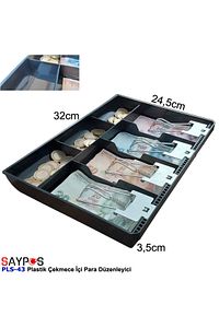 Rampalı Plastik Çekmece Içi Para Düzenleyici 4 Banknot 3 Bozuk Para Gözlü 32 X 24,5 X 3,5cm ürün fotoğrafı