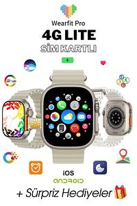 WEARFİT PRO 4G LİTE SİM KARTLI KAMERALI BTK KAYIT DİSTRİBİTÖR GARANTİ Akıllı Kol Saati AMOLED GRİ ürün fotoğrafı