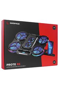 PROTE R6 RGB Işıklı 6 Fanlı Telefon Standlı Usb Çoklayıcılı Yükseklik Ayarlı Notebook Soğutucu Stand ürün fotoğrafı