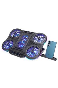 PROTE R6 RGB Işıklı 6 Fanlı Telefon Standlı Usb Çoklayıcılı Yükseklik Ayarlı Notebook Soğutucu Stand ürün fotoğrafı