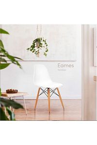 Beyaz Eames Sandalye Natural Ahşap Ayaklı | 4 Adet ürün fotoğrafı