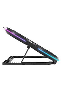 PROTE R6 RGB Işıklı 6 Fanlı Telefon Standlı Usb Çoklayıcılı Yükseklik Ayarlı Notebook Soğutucu Stand ürün fotoğrafı