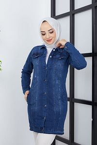 Kadın Mavi Denim Kot Ceket ürün fotoğrafı