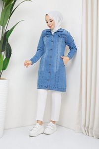 Kadın Açık Mavi Denim Kot Ceket ürün fotoğrafı