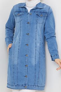 Kadın Açık Mavi Denim Kot Ceket ürün fotoğrafı