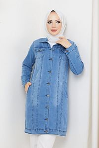 Kadın Açık Mavi Denim Kot Ceket ürün fotoğrafı