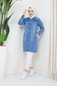 Kadın Açık Mavi Denim Kot Ceket ürün fotoğrafı