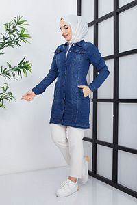 Kadın Mavi Denim Kot Ceket ürün fotoğrafı