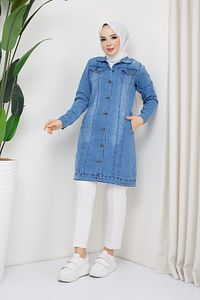 Kadın Açık Mavi Denim Kot Ceket ürün fotoğrafı