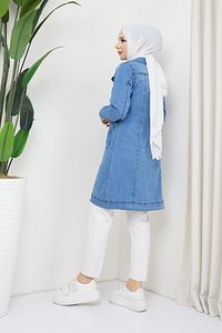 Kadın Açık Mavi Denim Kot Ceket ürün fotoğrafı
