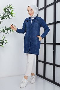 Kadın Mavi Denim Kot Ceket ürün fotoğrafı