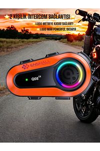 Q08-2X RGB Işıklı Intercom 2 Kişi Bağlantılı 1000mAh Motosiklet Bluetooth Kulaklık Seti ürün fotoğrafı