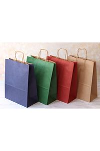 4 Renk Kağıt Çanta Kraft Çanta Set Pelur /hediye Poşeti /kraft Çanta ürün fotoğrafı