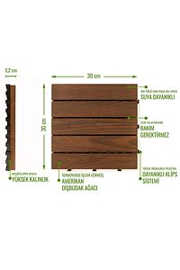 Dişbudak Ağacı Balkon Bahçe Ahşap Yer Döşemesi Karo Deck 30x30 cm - 10 Adet (0,9m2) ürün fotoğrafı