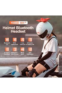 Q08-2X RGB Işıklı Intercom 2 Kişi Bağlantılı 1000mAh Motosiklet Bluetooth Kulaklık Seti ürün fotoğrafı