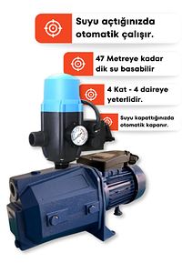 Metz Jet 100 Set Hidrofor Otomatik Su Pompası 1 Hp 1 Inç Seviye Kontrol Cihazı Otomatik Aç-kapa Hidr ürün fotoğrafı