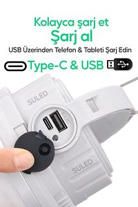 Kamp Lambası Solar Şarjlı El Feneri USB Type-C Şarj Çıkışlı Power Bank Özellikli Lithium 30W Askılı ürün fotoğrafı