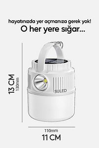 Kamp Lambası Solar Şarjlı El Feneri USB Type-C Şarj Çıkışlı Power Bank Özellikli Lithium 30W Askılı ürün fotoğrafı