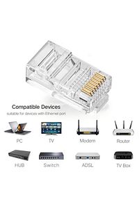 Rj45 Cat5 Cat6 Ethernet Internet Kablo Soketi Konnektörü 8p8c Rj45 Jack Jak Uç Uc 30 Adet ürün fotoğrafı