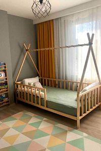 Montessori Bebek Ve Çocuk Karyolası Unisex Doğal Ahşap Yatak ürün fotoğrafı