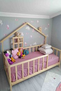 Montessori Bebek Ve Çocuk Karyolası Unisex Doğal Ahşap Yatak ürün fotoğrafı