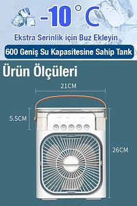 Yeni Işıklı 600ml 5 Spreyli Vantilatör Buzlu Buharlı Mini Klima Mini Fan ürün fotoğrafı