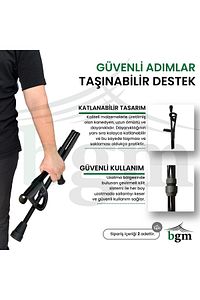 Kanedyen Katlanabilir Baston Değnek- Koltuk Değneği Yüksek Kalite Ortopedik Yürüme Desteği -1 ÇİFT ürün fotoğrafı
