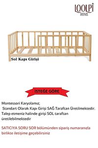 – Unisex Montessori Bebek Ve Çocuk Karyolası Doğal Ahşap Yatak ürün fotoğrafı