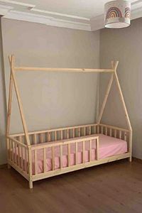 Montessori Bebek Ve Çocuk Karyolası Unisex Doğal Ahşap Yatak ürün fotoğrafı