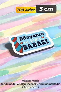 Babalar Günü Ambalaj Kargo Hediye Paketleme Etiketi Model 43 - 100 Adet 5cm ürün fotoğrafı