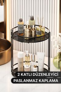 Banyo Kozmetik Takı Düzenleyici Çok Amaçlı Organizer 2 Katlı Servis Sunum Tepsisi Ikramlık ürün fotoğrafı