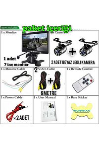 7 Inç Ekran Ve 2 Adet Ledli Kelebek Kamera Seti Traktör Biçerdöver Ve Tüm Iş Makineleri ürün fotoğrafı