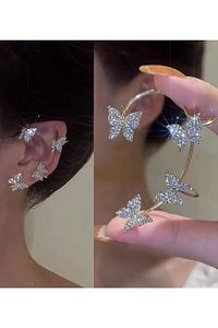 Gold Renk Tekli Zirkon Taşlı Kelebek Earcuff Kıkırdak Küpe ürün fotoğrafı