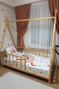 Montessori Bebek Ve Çocuk Karyolası Unisex Doğal Ahşap Yatak ürün fotoğrafı
