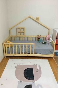 Montessori Bebek Ve Çocuk Karyolası Unisex Doğal Ahşap Yatak ürün fotoğrafı