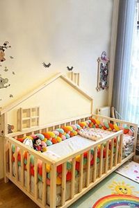 Montessori Bebek Ve Çocuk Karyolası Unisex Doğal Ahşap Yatak ürün fotoğrafı
