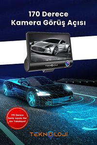 Araç İçi Kamera 4'' Lcd Ekran 3 Kameralı 170° Geniş Açı 1080p G-Sensör Gece Görüşlü Uyumlu Yol Kayıt ürün fotoğrafı