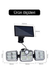 Solar Güneş Enerjili 122 Ledli Hareket Sensörlü Kumandalı Bahçe Balkon Aydınlatma Sokak Lambası ürün fotoğrafı
