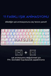 Blue Switch Mekanik Rainbow 11 Mod Led Işıklı Mini 62 Tuşlu Gaming Oyuncu Klavyesi Kablolu ürün fotoğrafı